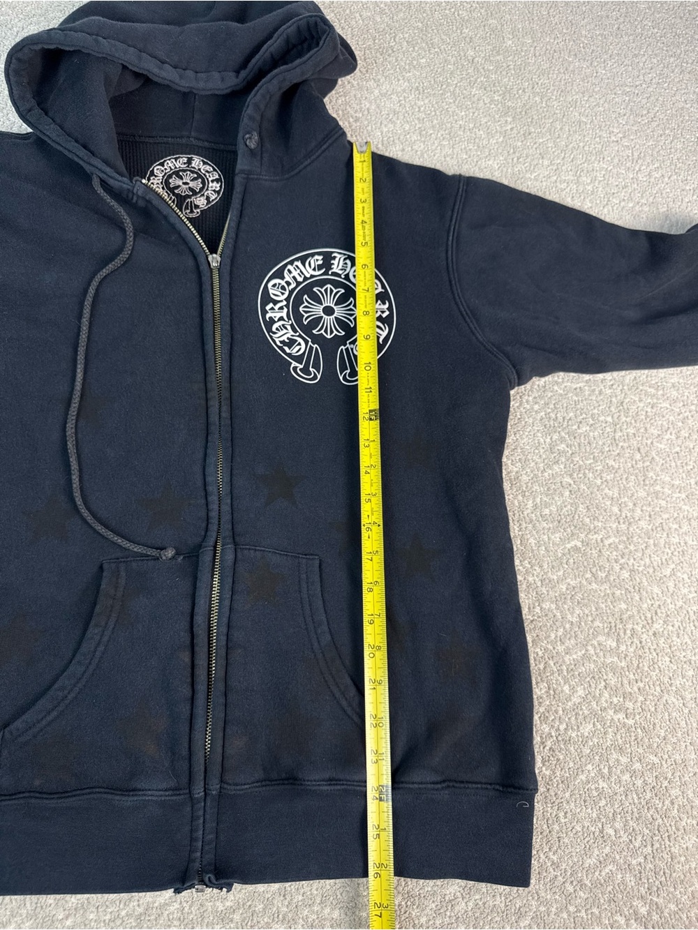 Chrome Hearts Men’s Old Star Scroll Logo Thermal Full Zip Hoodie - Picture 9 of 11